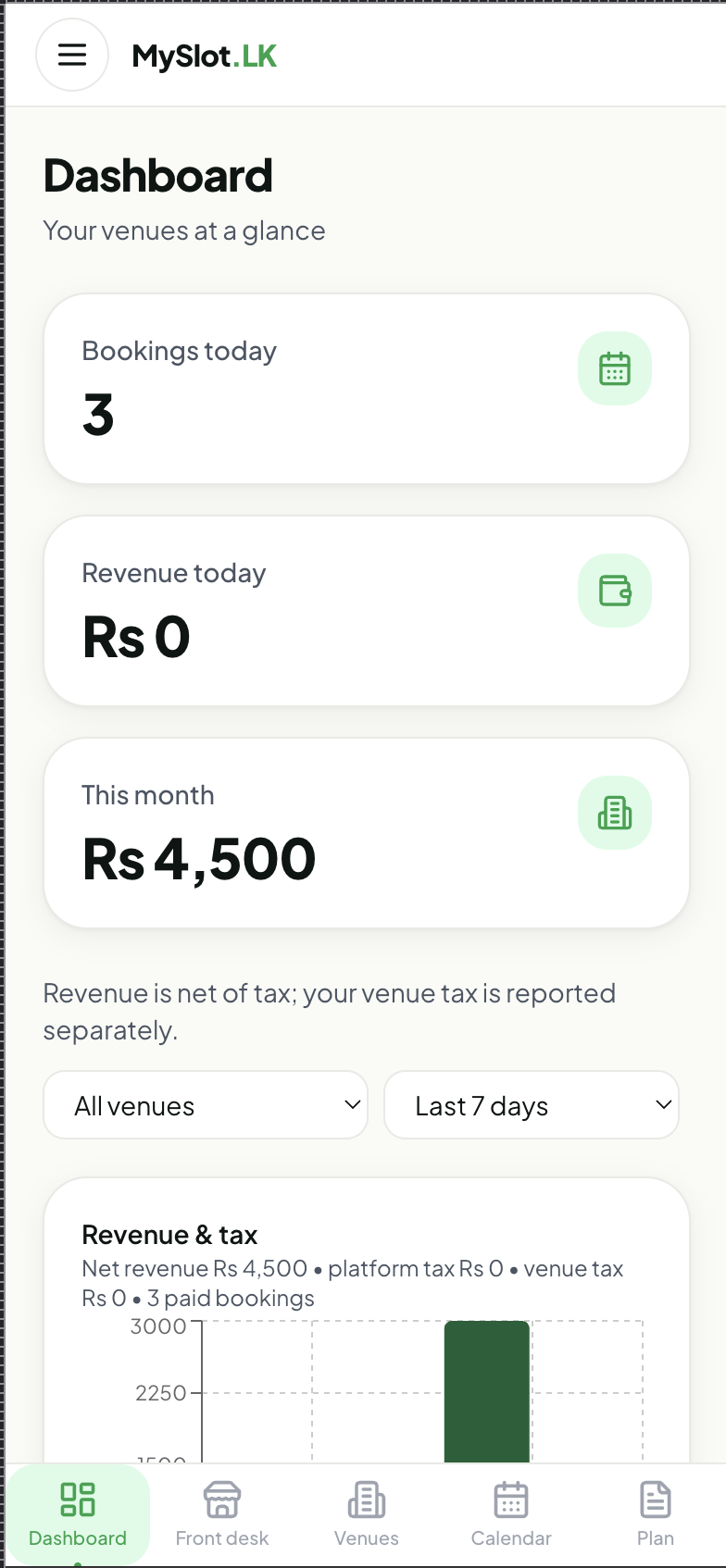 Screenshot: Events & registrations